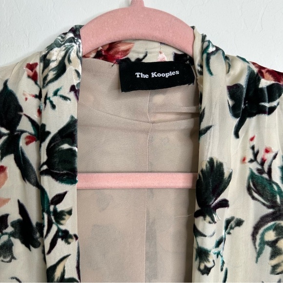 The Kooples Nude Silk Blend Moody Boho Velvet Floral Kimono One Size - Picture 4 of 14